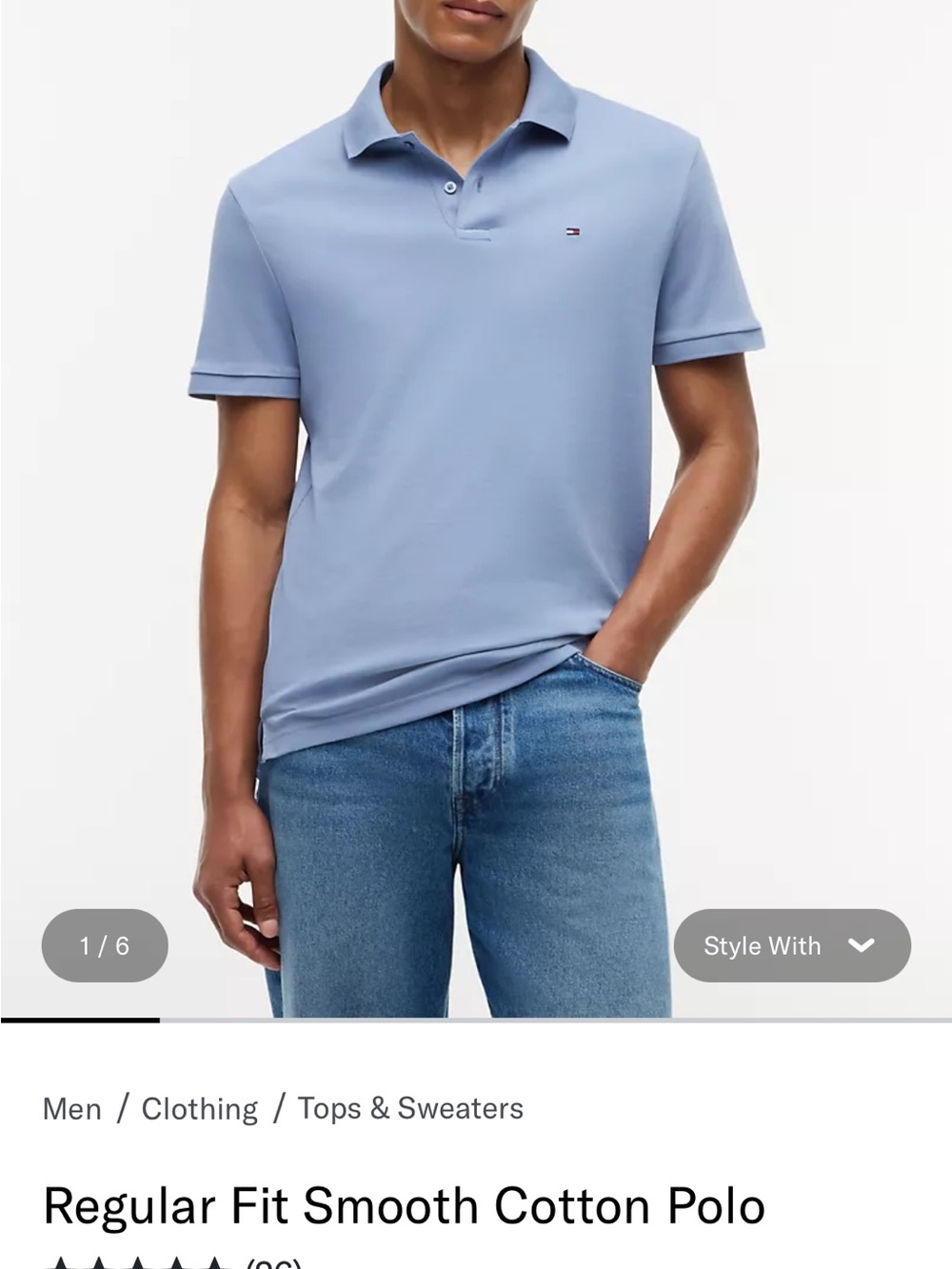 Tommy Hilfiger Men’s Sky Blue Cotton Polo